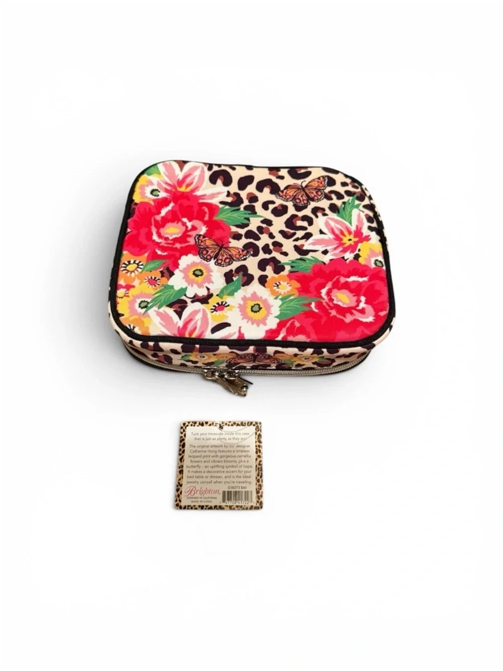 Brighton Garden Spots Floral & Leopard Jewelry Case/NWT